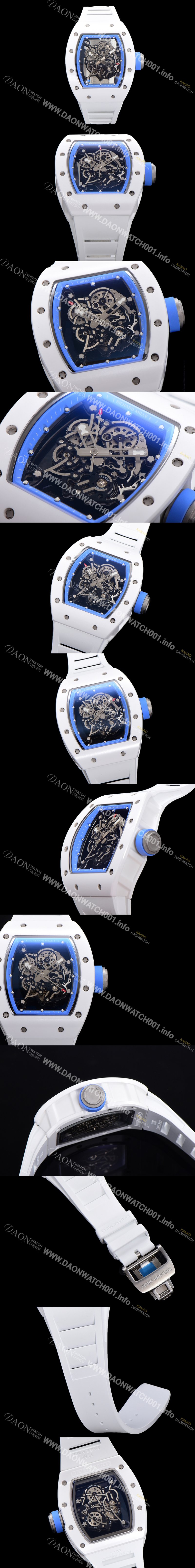 레플리카 [리차드밀레] 남성용 RM055 세라믹 제질 수동형 무브먼트 50미리 러버밴드 스켈레톤 다이얼 RIC06291