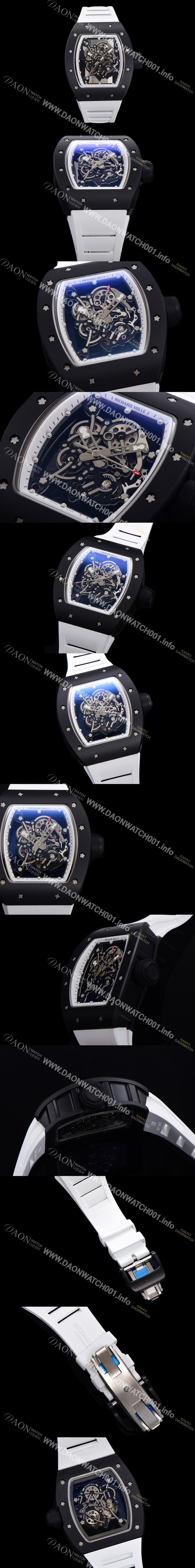 레플리카 [리차드밀레] 남성용 RM055 블랙 PVD코딩 스켈레톤 다이얼 러버 스트랩 기계식 수동형 무브먼트 RIC07172