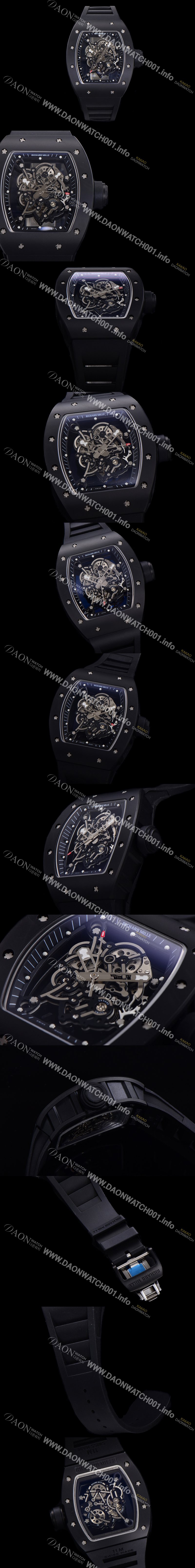 레플리카 [리차드밀레] 남성용 RM055 블랙 PVD코딩 스켈레톤 다이얼 러버 스트랩 기계식 수동형 무브먼트 RIC07173