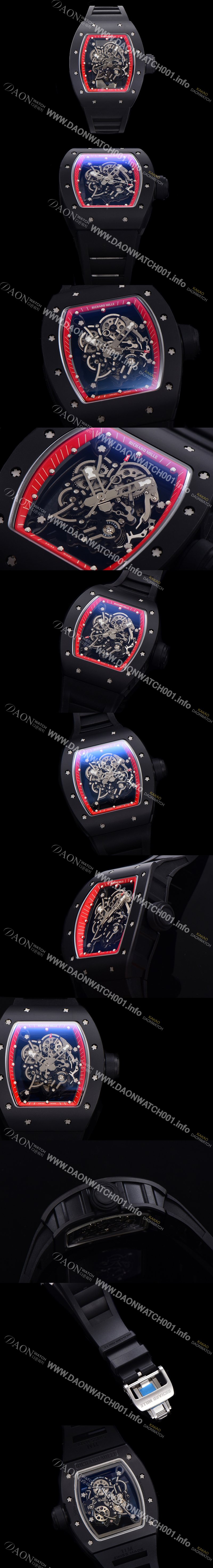 레플리카 [리차드밀레] 남성용 RM055 블랙 PVD코딩 스켈레톤 다이얼 러버 스트랩 기계식 수동형 무브먼트 RIC07175