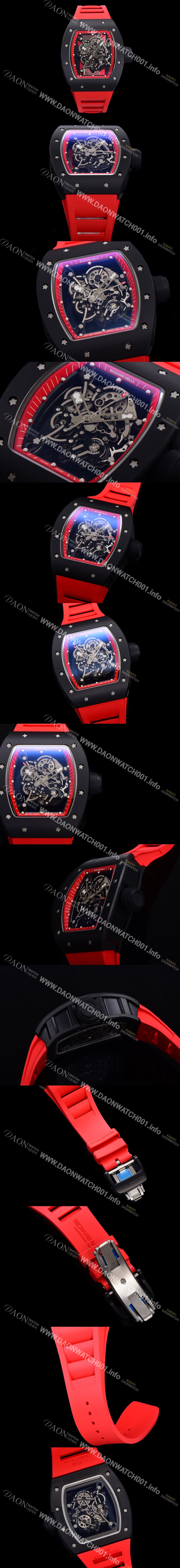 레플리카 [리차드밀레] 남성용 RM055 블랙 PVD코딩 스켈레톤 다이얼 러버 스트랩 기계식 수동형 무브먼트 RIC07178