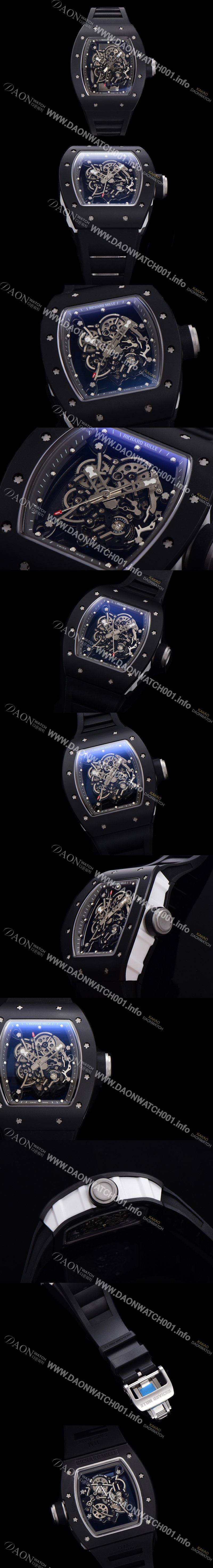 레플리카 [리차드밀레] 남성용 RM055 블랙 PVD코딩 스켈레톤 다이얼 러버 스트랩 기계식 수동형 무브먼트 RIC07650