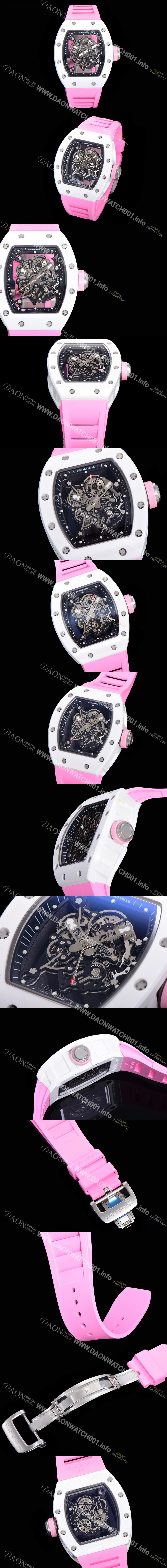 레플리카 [리차드밀레] 남성용 RM055 세라믹 제질 수동형 무브먼트 50미리 러버밴드 스켈레톤 다이얼 RIC78448