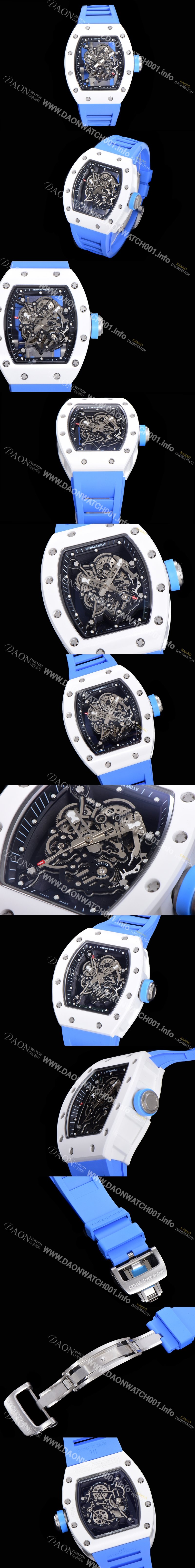 레플리카 [리차드밀레] 남성용 RM055 세라믹 제질 수동형 무브먼트 50미리 러버밴드 스켈레톤 다이얼 RIC78473