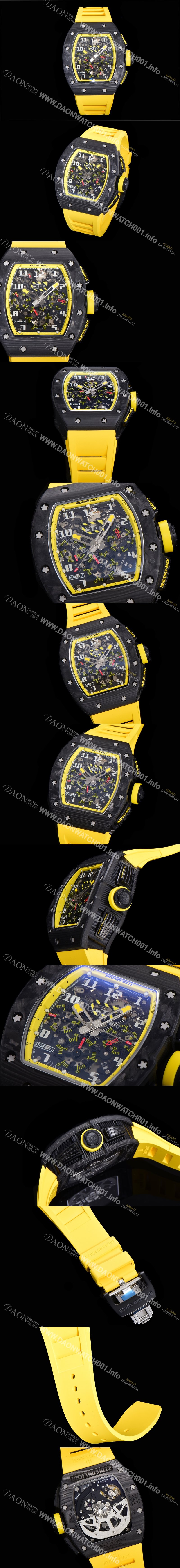 레플리카 [리차드밀레] 남성용 RM011 100% 포지드 카본 케이스 스켈레톤 다이얼 신형 SHANGHAI ETA 7750B-2 크로노그래프 오토매틱 무브먼트 RIC08685