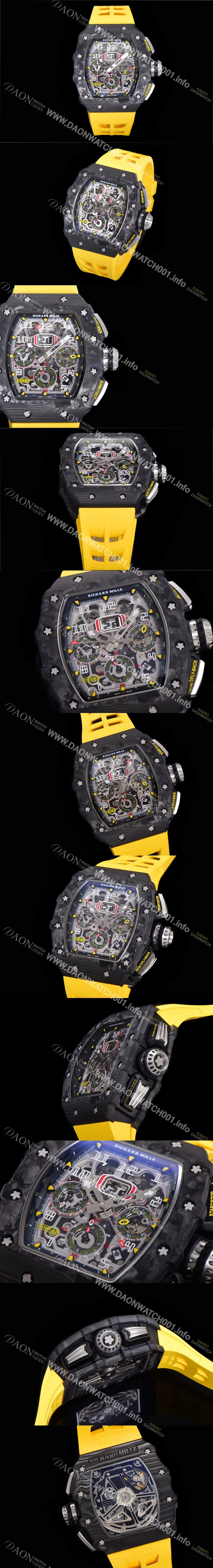 레플리카 [리차드밀레] 남성용 플라이백 RM11-03 오버사이즈 데이트 크로노그래프레드 포지드 카본 케이스 스켈레톤 다이얼 오토매틱 무브먼트 RIC08691