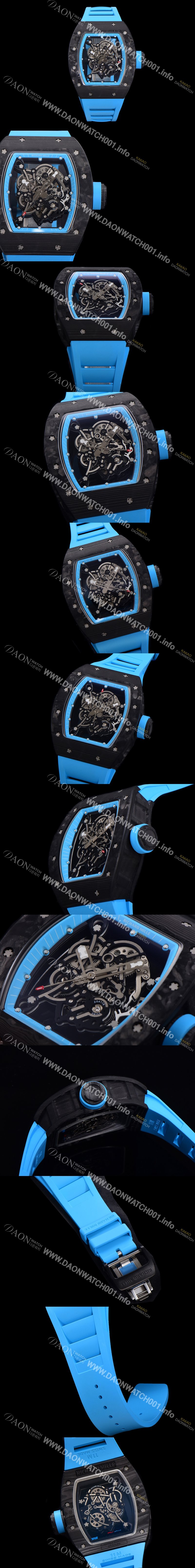 레플리카 [리차드밀레] 남성용 RM055 NTPT 카본케이스 기계식 수동형 50미리 스켈레톤 블루다이얼 RIC09612