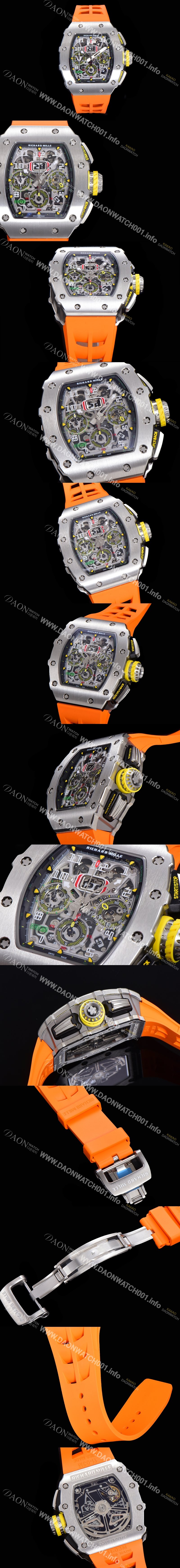 레플리카 [리차드밀레] 남성용 최고급형 RM11-03 플라이백 크로노그래프 50미리 스켈레톤 다이얼 오토매틱 무브먼트 RIC09641