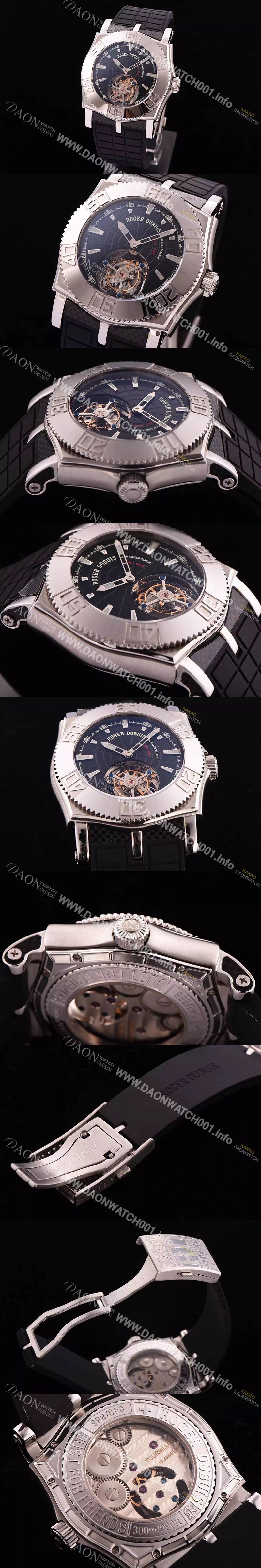 레플리카 [로저드뷔] 남성용 투어빌론 러버 블랙다이얼 ROG4202