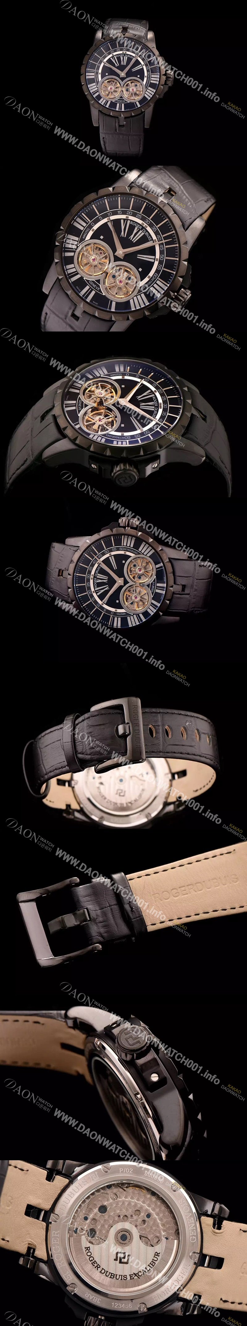 레플리카 [로저드뷔] 남성용 엑스칼리버 아시안 오토매틱 블랙 다이얼 47mm ROG4225