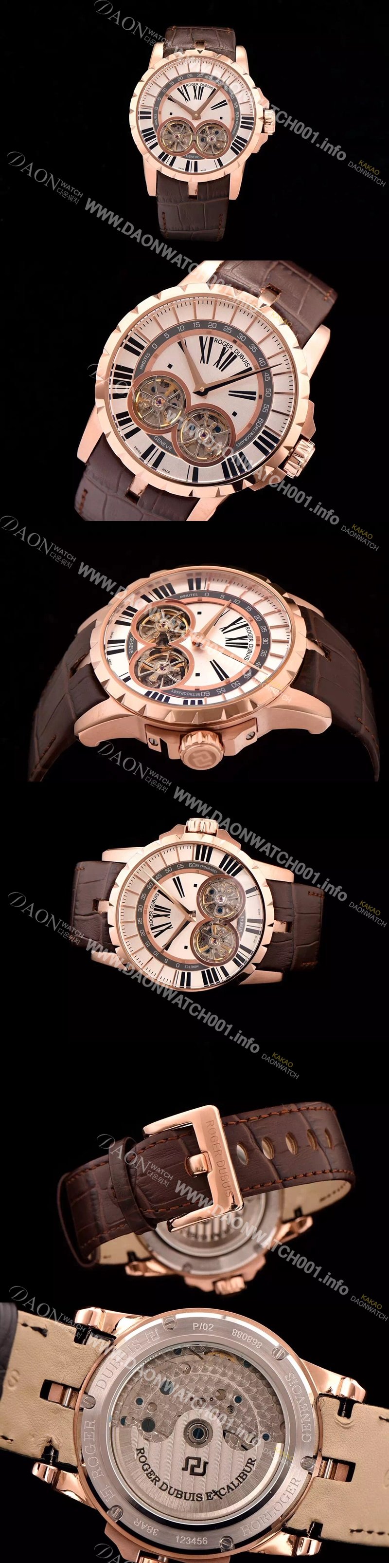 레플리카 [로저드뷔] 남성용 엑스칼리버 아시안 오토매틱 화이트 다이얼 47mm ROG4221