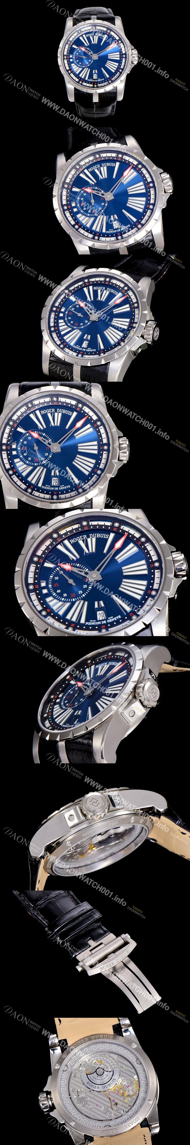 레플리카 [로저드빌]남성용 엑스칼리버 오토매틱 45미리 티타늄 블루다이얼 ROG36044