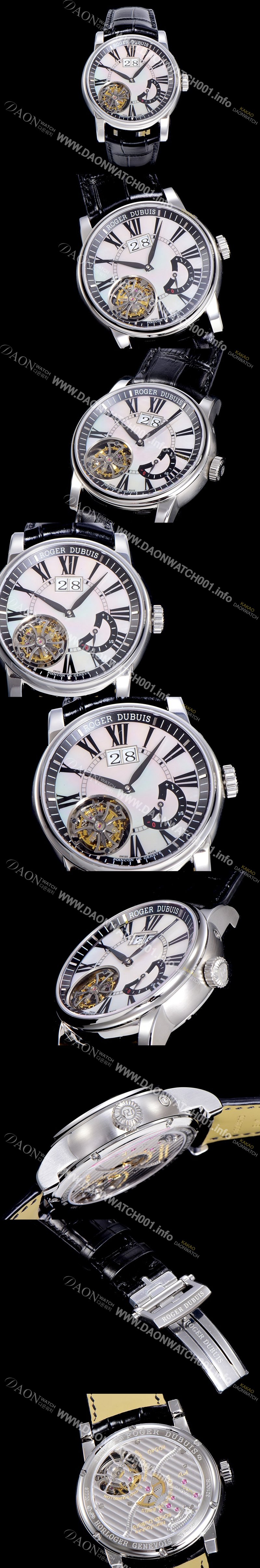 레플리카 [로저드빌]남성용  오마쥬 수동기계식 투어빌론(뜨루삐옹) 45미리 화이트다이얼 ROG22516