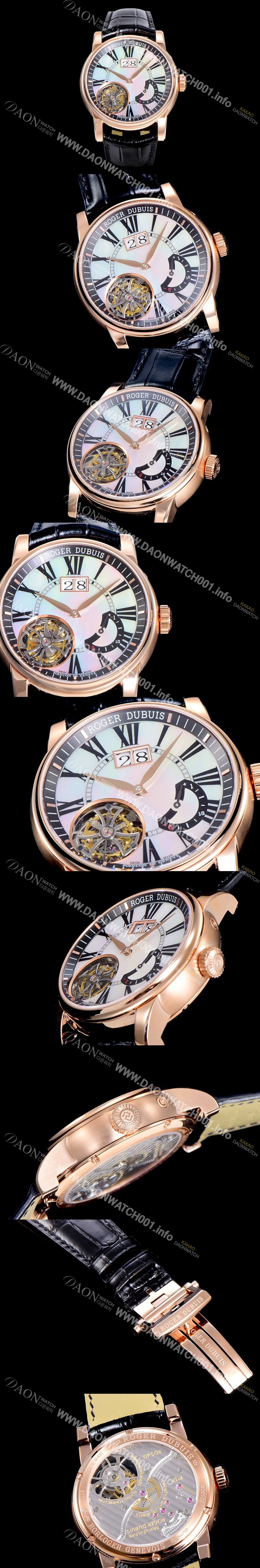 레플리카 [로저드빌]남성용  오마쥬 수동기계식 투어빌론(뜨루삐옹) 45미리 18K 로즈골드 화이트다이얼 ROG65469