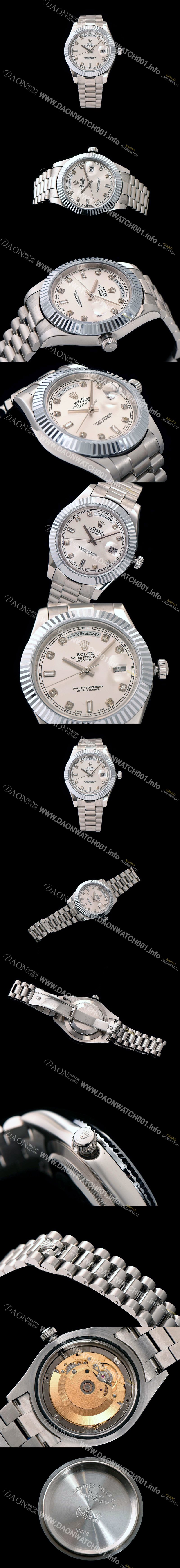 레플리카 [로렉스] 남성용 데이데이트 2 다이아몬드 인덱스 화이트 다이얼 ROL0101
