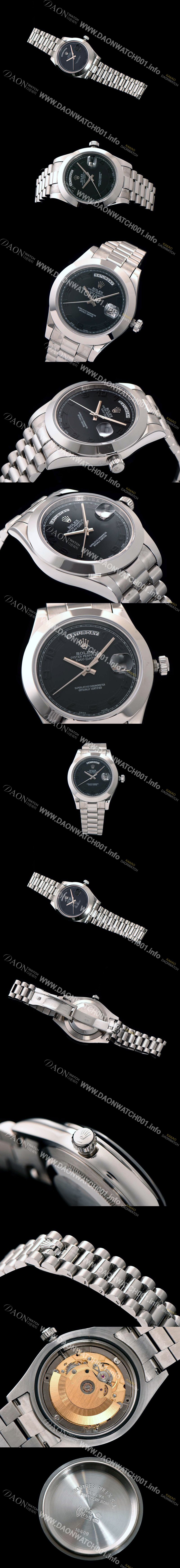 레플리카 [로렉스] 남성용 데이데이트 2 블랙 다이얼 ROL0105