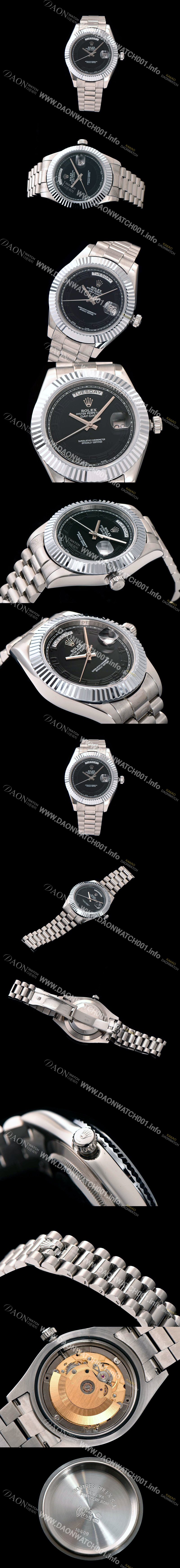 레플리카 [로렉스] 남성용 데이데이트 2 블랙 다이얼 ROL0101