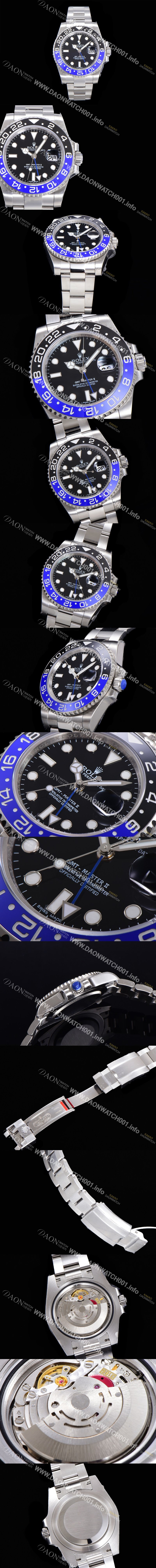레플리카 [로렉스] 남성용 904L 스틸!! 2022신형 지엠티 마스터II  116710BLNR-78200 듀얼 타임  24시간 회전 베젤 신형 Cal. 3186 오토매틱 무브먼트 블랙 다이얼 브레이슬릿 ROL03318