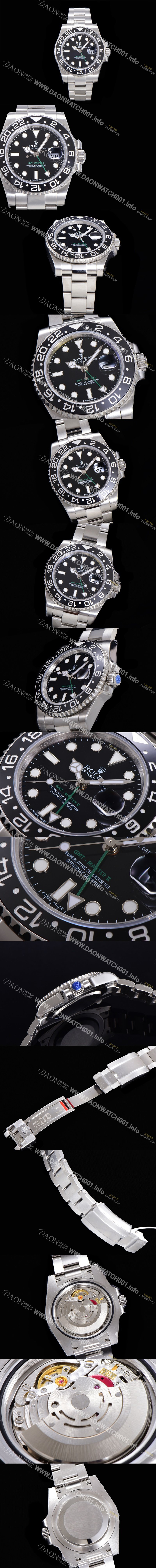 레플리카 [로렉스] 남성용 904L 스틸!! 2022신형 지엠티 마스터II 116710LN-78200 듀얼 타임 24시간 회전 베젤 신형 Cal. 3186 오토매틱 무브먼트 블랙 다이얼 브레이슬릿 ROL03160