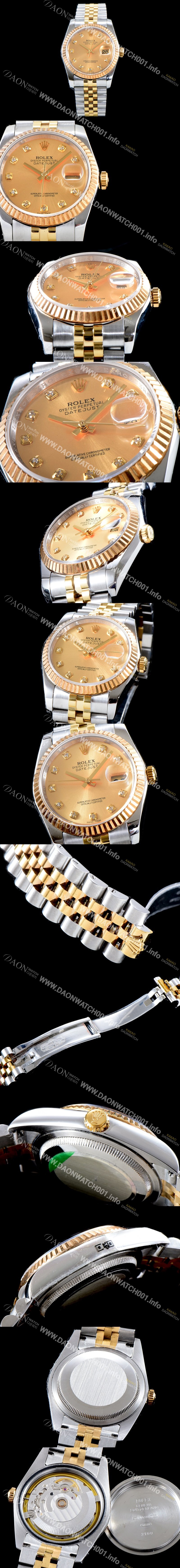 레플리카 [로렉스] 남성용 데이터 제스트 116233 골드 다이얼 2836-2 오토매틱 무브먼트 ROL0125