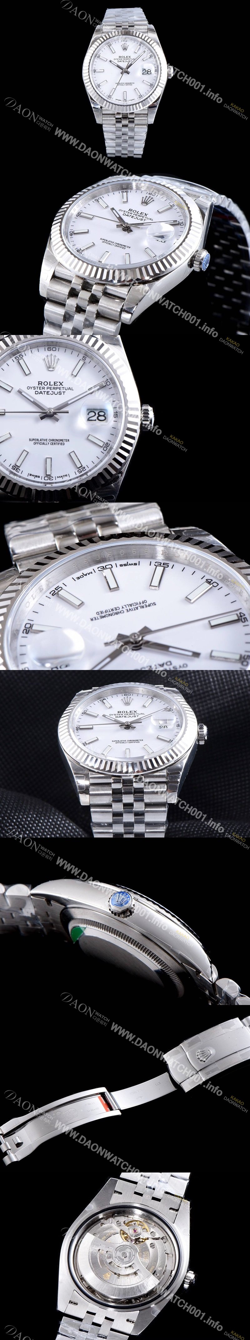 레플리카 [로렉스] 남성용 데이저스트 II m126334-0004 화이트 다이얼 야광 스틱 인덱스 스틸 브레이슬릿 오토매틱 무브먼트 ROL0304