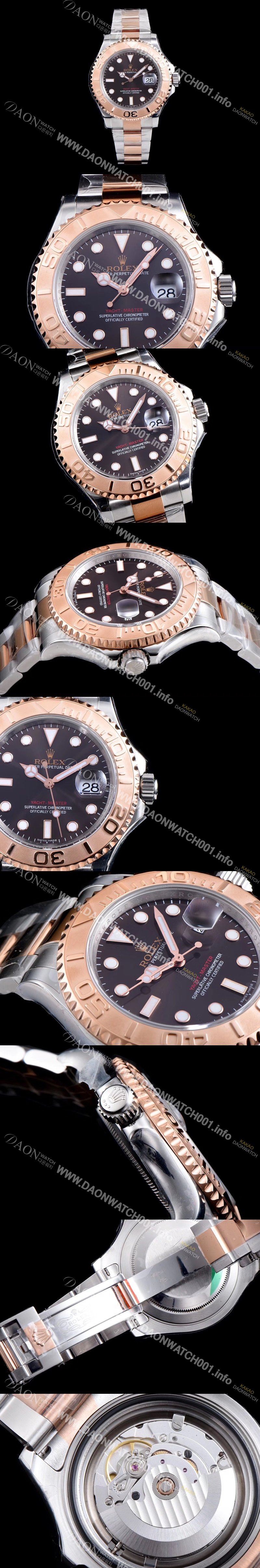 레플리카 [로렉스] 남성용 요트마스터 로즈골드116621 투톤콤비 팩토리 1:1 베스트 에디션 브라운 다이얼 ROL0300