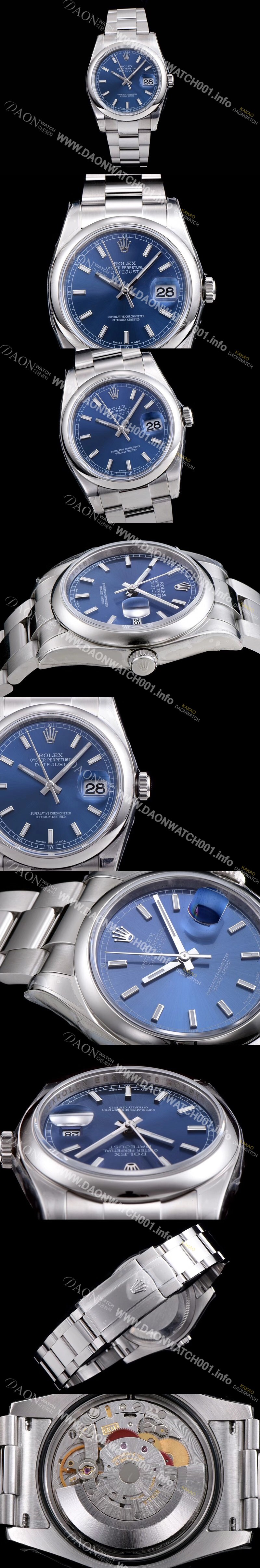 레플리카 [로렉스] 남성용 VIP 타입!!데이져스트116200-72600업그레이드 모델 블루다이얼 야광 스틱 인덱스 오토매틱 무브먼 ROL0342