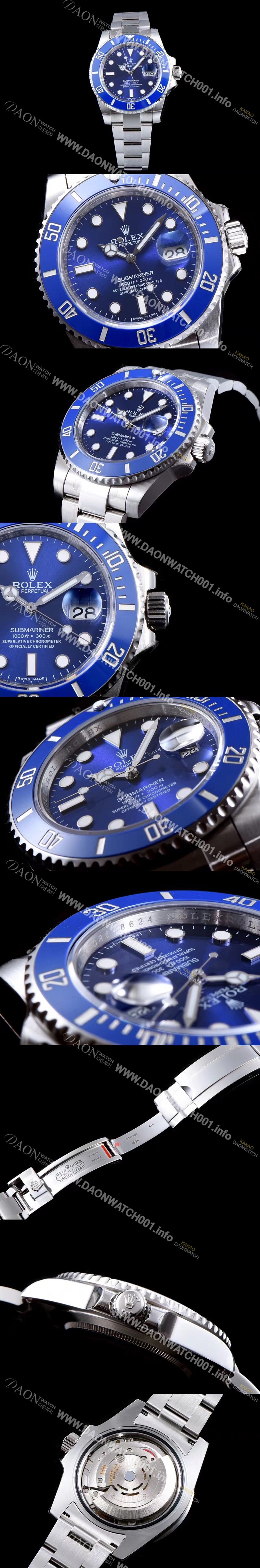 레플리카 [로렉스] 남성용 NEW VIP 버전!!서브마리너 데이트 116619LB-97209 블루 세라믹 베젤 블루 다이얼 야광 인덱스 브레이슬릿 스위스 3135오토매틱 무브먼트 ROL0321