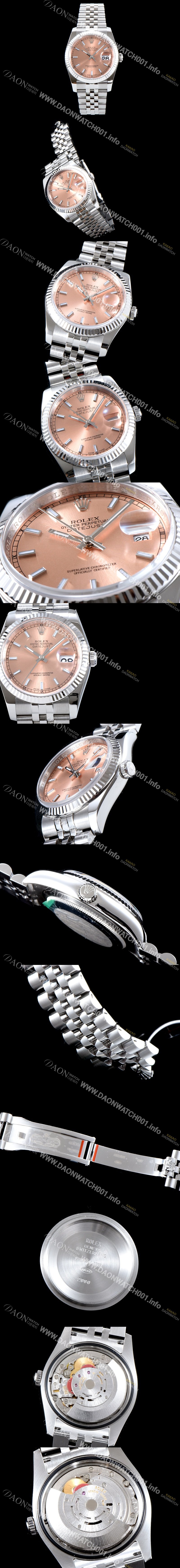 레플리카 [로렉스] 남성용 데이져스트 116234 업그레이드 VIP 타입!! 심플한 디자인 인기베스트 핑크 다이얼 스틱 야광 인덱스 스틸 브레이슬릿 ROL0300