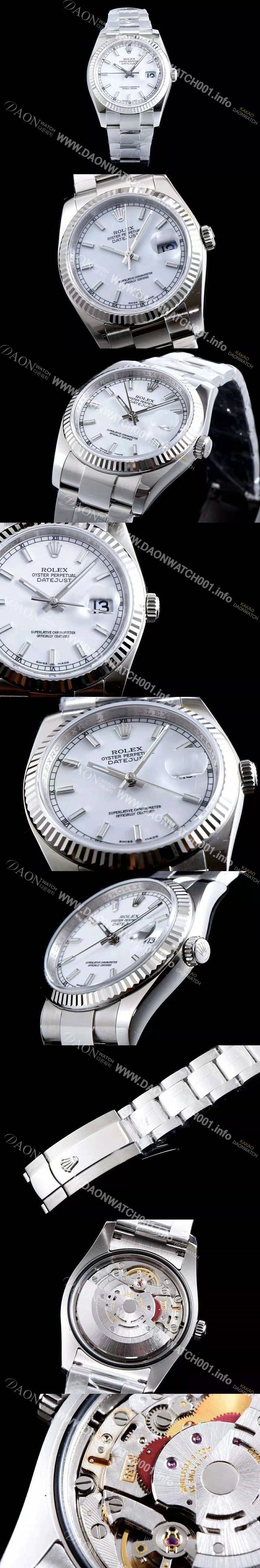레플리카 [로렉스] 남성용 데이져스트 116200-72600 업그레이드 VIP 타입!! 심플한 디자인 인기베스트 화이트 다이얼 스틱 야광 인덱스 스틸 브레이슬릿 ROL0300