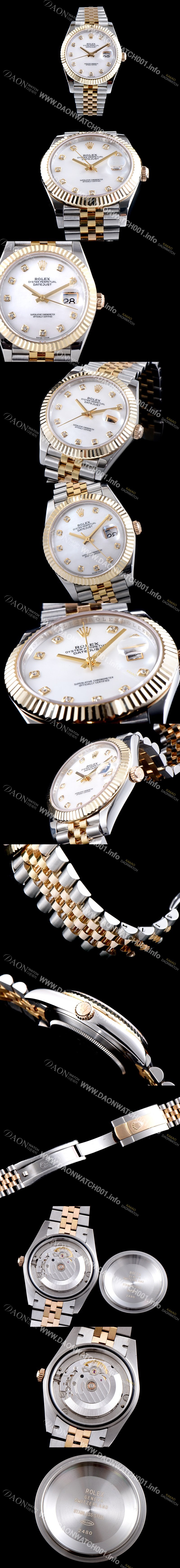 레플리카 [로렉스] 남성용 최고급형!!데이져스트 m126233-0023 드레스워치 넘버원 18K 옐로골드 투톤 콤비 핑크 자개 다이얼 브레이슬릿 스위스 ETA 2836-2 오토매틱 무브먼트 ROL0335
