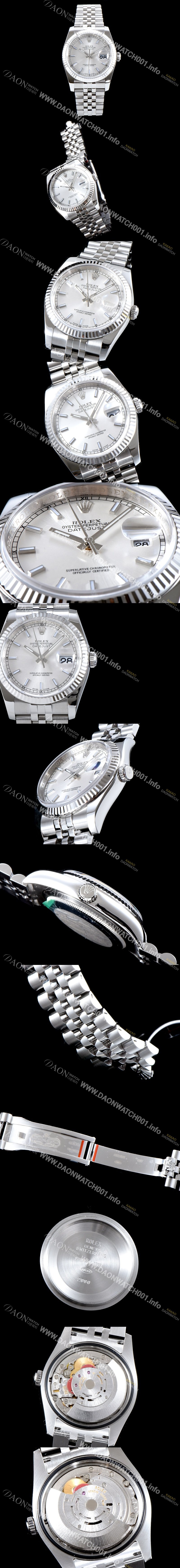 레플리카 [로렉스] 남성용 데이져스트 116234 AR 최신버전 1:1 VIP타입 업그레이드형 화이트 실버 다이얼 브레이슬릿 ROL0305