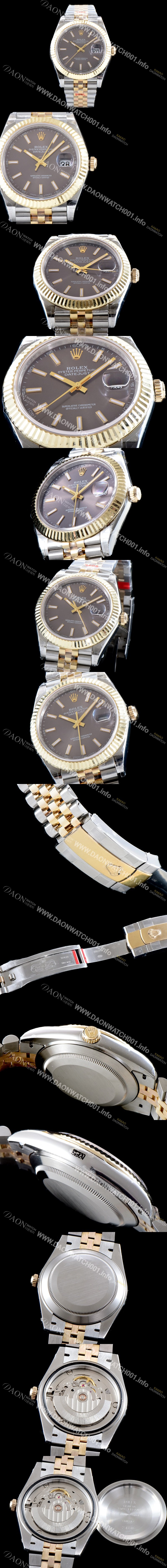 레플리카 [로렉스] 남성용 최고급형!!데이져스트II 126333 GM사 추가업데이트!! 18K 옐로골드 투톤 콤비 그레이 다이얼 브레이슬릿 스위스 ETA 2836-2 오토매틱 무브먼트 ROL0352