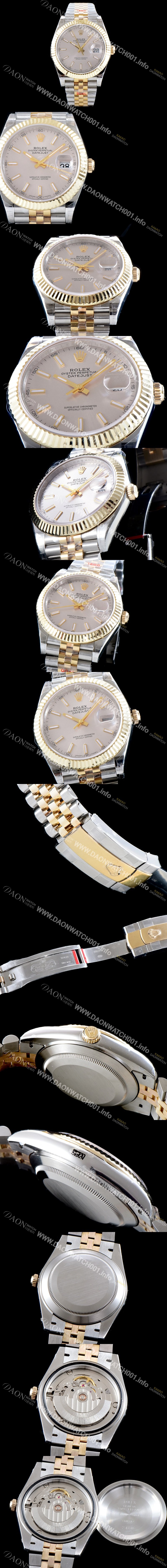 레플리카 [로렉스] 남성용 최고급형!!데이져스트II 126333 GM사 추가업데이트!! 18K 옐로골드 투톤 콤비 실버 다이얼 브레이슬릿 스위스 ETA 2836-2 오토매틱 무브먼트 ROL0350