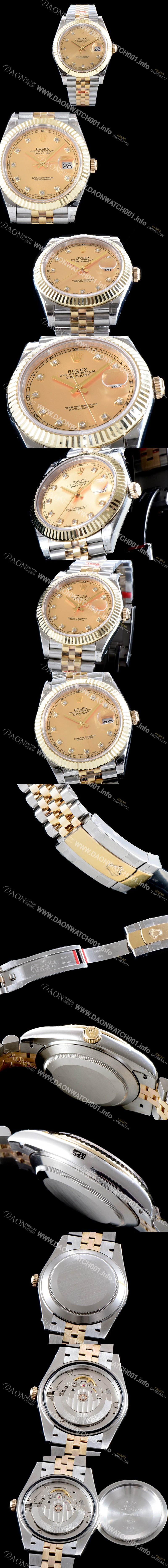 레플리카 [로렉스] 남성용 최고급형!!데이져스트II 126333 GM사 추가업데이트!! 18K 옐로골드 투톤 콤비 골드 다이얼 브레이슬릿 스위스 ETA 2836-2 오토매틱 무브먼트 ROL0351