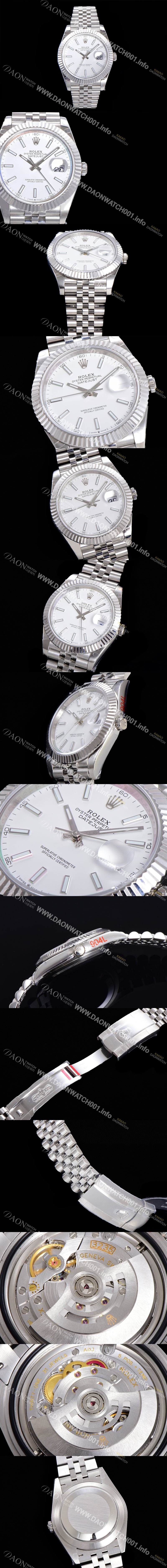 레플리카 [로렉스] 남성용 904L스틸!! 2022신형 데이저스트 41mm II m126334 화이트 다이얼 야광 스틱 인덱스 스틸 브레이슬릿 신형 Cal.3235 오토매틱 무브먼트 ROL06096