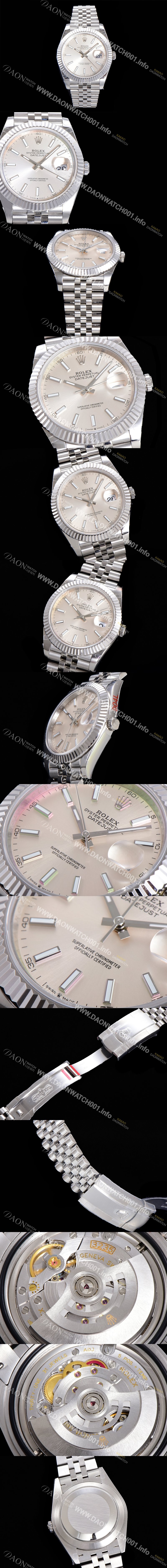 레플리카 [로렉스] 남성용 904L스틸!! 2022신형 데이저스트 41mm II m126334 실버 다이얼 야광 스틱 인덱스 스틸 브레이슬릿 신형 Cal.3235 오토매틱 무브먼트 ROL06101