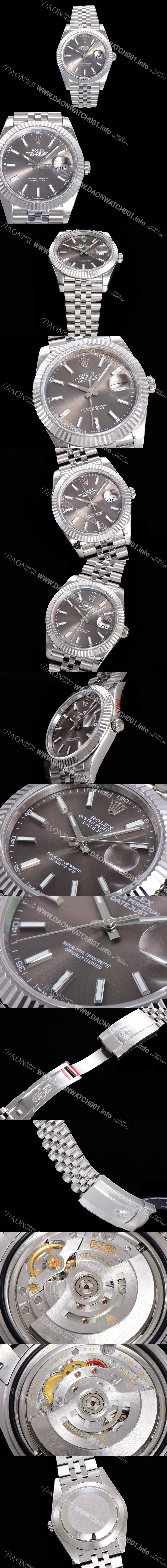 레플리카 [로렉스] 남성용 904L스틸!! 2022신형 데이저스트 41mm II m126334 그레이 다이얼 야광 스틱 인덱스 스틸 브레이슬릿 신형 Cal.3235 오토매틱 무브먼트 ROL06124