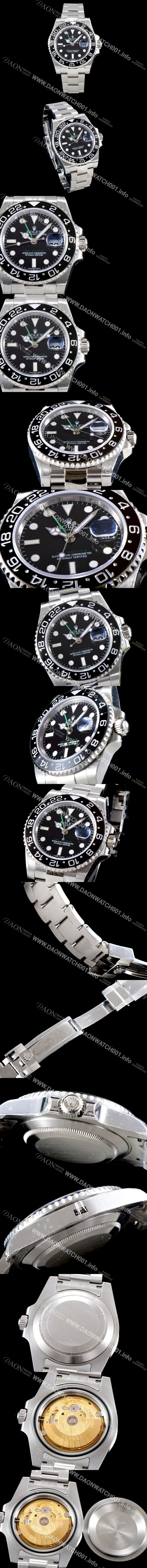 레플리카 [로렉스] 남성용 NEW 지엠티 마스터II 116710LN KS오이스터 링크 3열UP!! 듀얼 타임 24시간 회전식 블랙 세라믹 베젤 블랙 다이얼 브레이슬릿 오토매틱 무브먼트 ROL0014