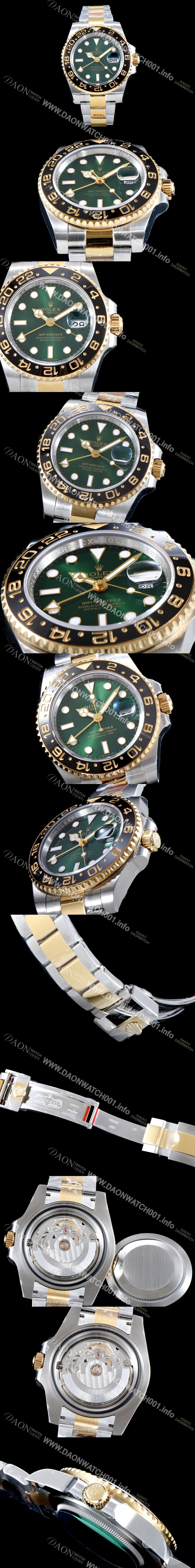 레플리카 [로렉스] 남성용 지엠티 마스터II 116718LN 듀얼 타임 블랙 세라믹 소재의 24시간 회전 베젤 그린 썬더스트 다이얼 오이스터 브레이슬릿 ETA 2836 A2 오토매틱 무브먼트 ROL0033