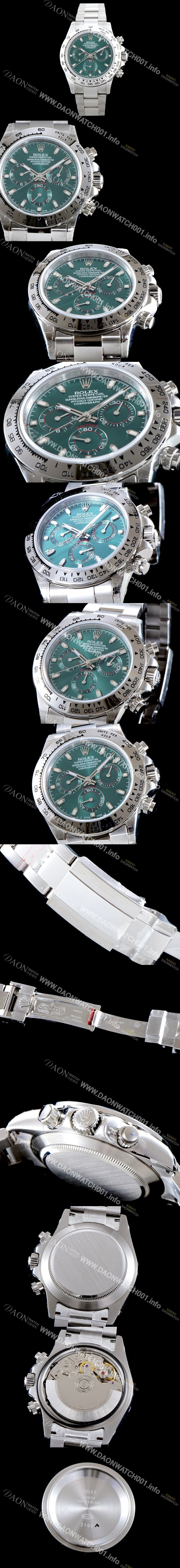 레플리카 [로렉스] 남성용 코스모그래프 데이토나 116509 오이스터 18K 화이트 골드 40MM 업그레이드!! 그린 썬더스트 다이얼 ETA 7750B-2 크로노그래프 오토매틱 무브먼트 ROL0030