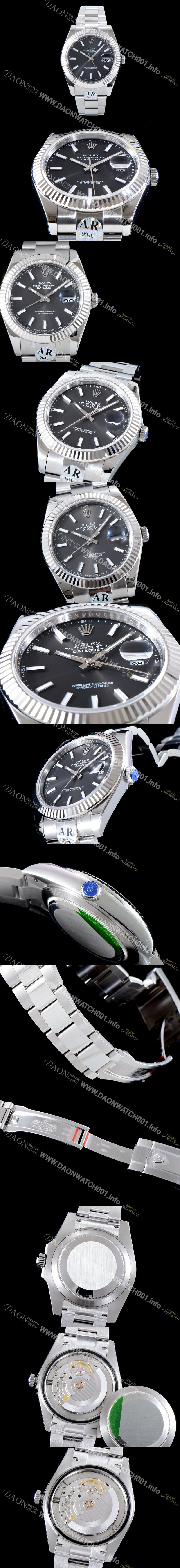 레플리카 [로렉스] 남성용 GM 904L스틸 업!! 데이져스트 126334 다크 로디움 다이얼 브레이슬릿 오토매틱 무브먼 ROL0010