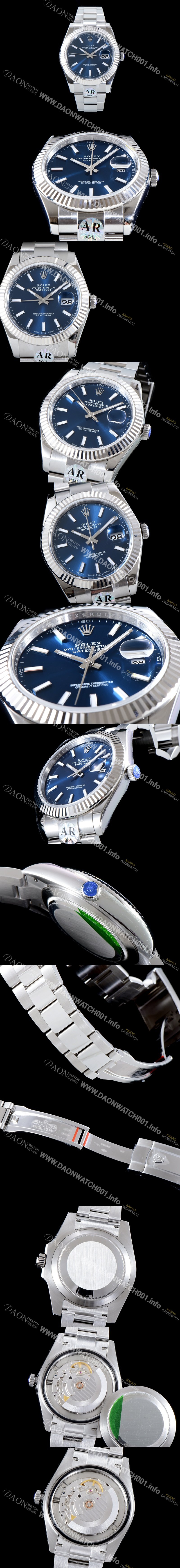 레플리카 [로렉스] 남성용 GM 904L스틸 업!! 데이져스트 126334 네이비 썬더스트 다이얼 브레이슬릿 오토매틱 무브먼 ROL0014