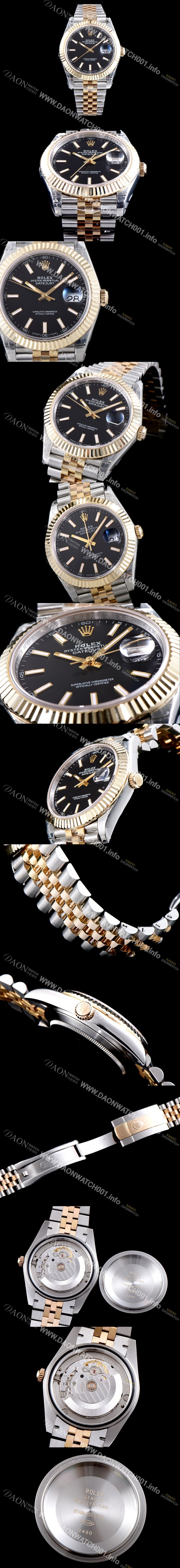 레플리카 [로렉스] 남성용 업그레이드형 데이져스트 116231 오이스터 36mm 플루티드 베젤(AR) 18K 로즈골드 투톤콤비 블랙 다이얼 오토매틱 무브먼트 ROL0015