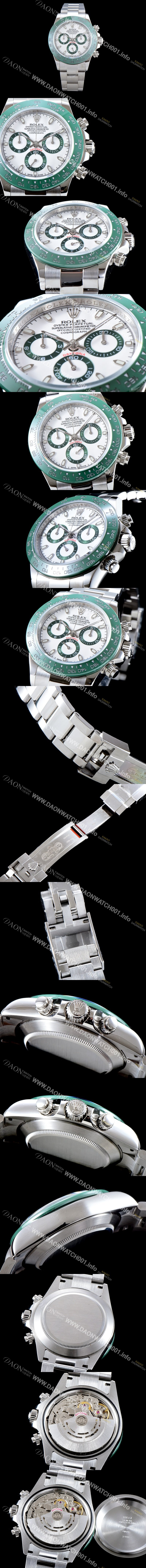 레플리카 [로렉스] 남성용 코스모그래프 데이토나 116500LN-78590 그린 세라믹 에디션!! SY 화이트 다이얼 ETA 7750B-2 크로노그래프 오토매틱 무브먼트 ROL0005