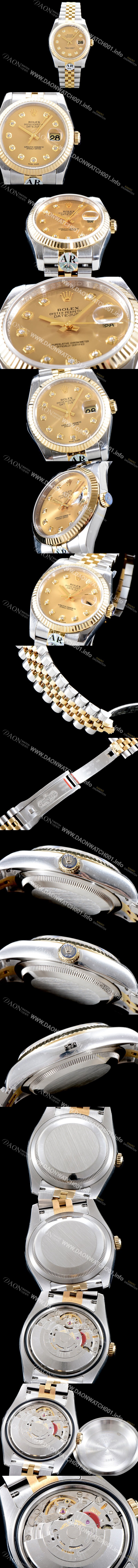 레플리카 [로렉스] 남성용 데이져스트 116233 고급스러운 18K 옐로우골드 투톤콤비 샴페인 컬러 다이얼 오토매틱 무브먼트 ROL0543