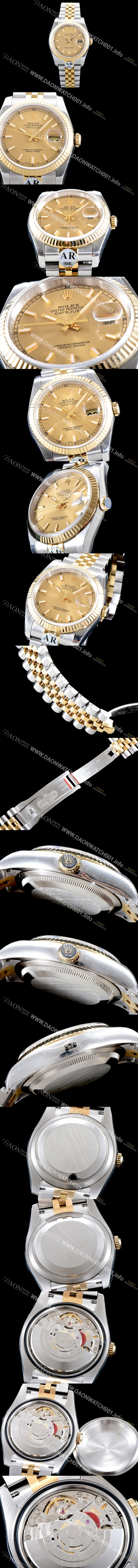 레플리카 [로렉스] 남성용 데이져스트 116233 고급스러운 18K 옐로우골드 투톤콤비 샴페인 컬러 다이얼 오토매틱 무브먼트 ROL0545