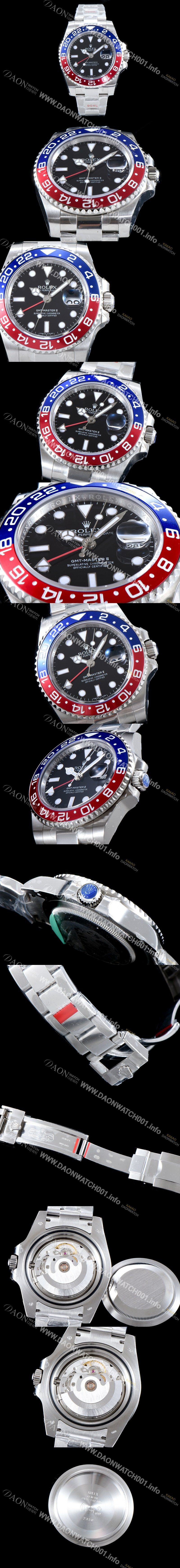 레플리카 [로렉스] 남성용 신형 지엠티 마스터II 116719 펩시 GM 904L스틸 업!! 듀얼 타임 블루/레드 투톤 24시간 회전 베젤 블랙 다이얼 3선 쥬빌리 브레이슬릿 오토매틱 무브먼트 ROL0510