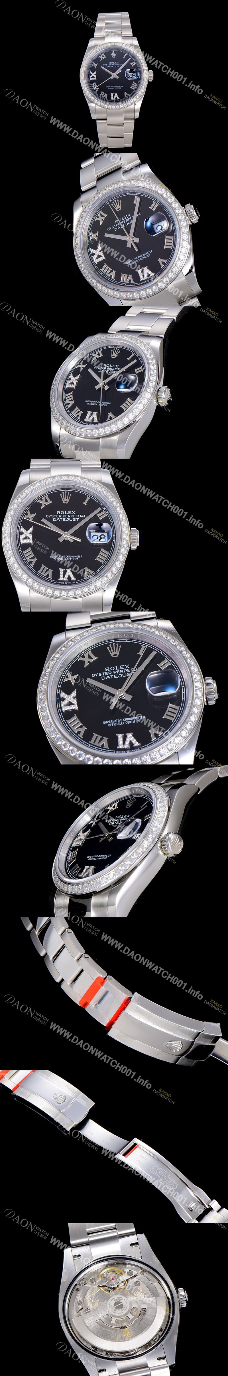 레플리카 [로렉스]남성용 데이져스트 오토매틱 3235무브 보석/큐빅 36미리 블랙다이얼 ROL72400