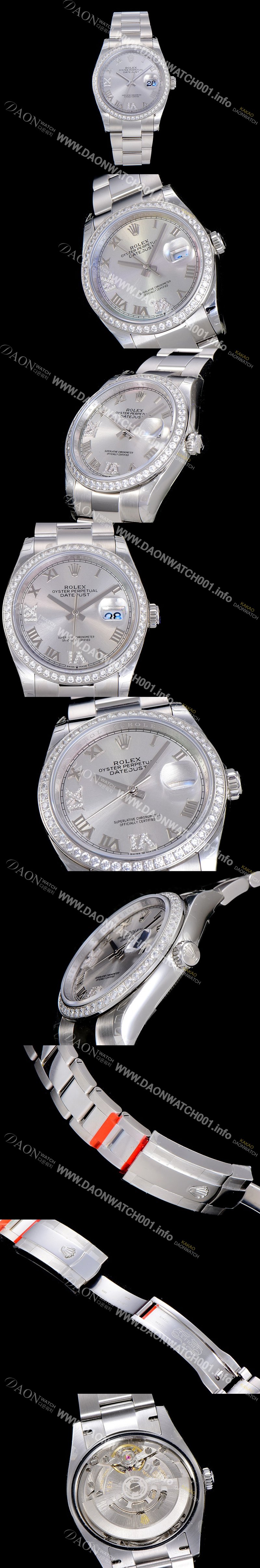레플리카 [로렉스]남성용 데이져스트 오토매틱 3235무브 보석/큐빅 36미리 실버다이얼 ROL14872